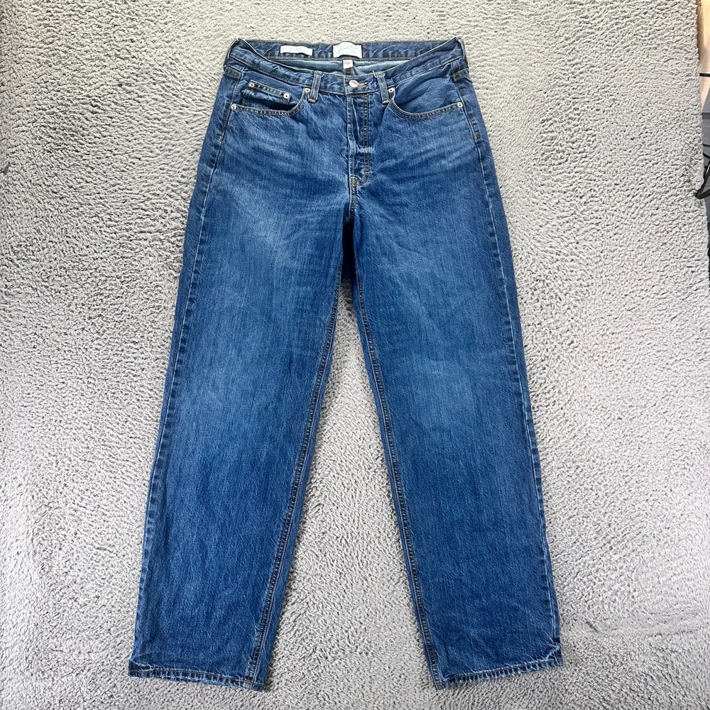 Universal Thread Jeans Womens 8 Blue Cotton Denim Straight Button-Fly Baggy